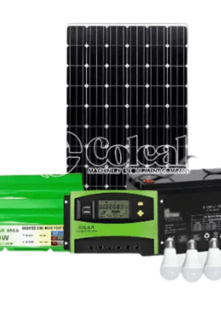 150w Solar panel + 120AH Battery + 300w inverter + 20 Amp solar controller + 4 Bulbs.