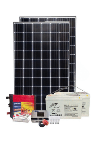 300W PWM Solar kit - With Original Ritar Batteries + 22" LED Colour TV + 4 Free Bulbs + Power Extension