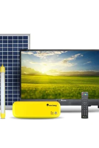 Sun King Home 250-32 inch HD LED TV with Solar Power Backup with 20W Solar Panel, Emergency TubeLight