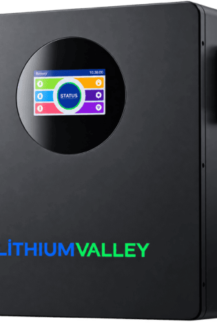 2.56kWh Lithium Valley W3-5D Wall Mounted LiFePO4 Battery – 25.6V 100Ah LCD Display