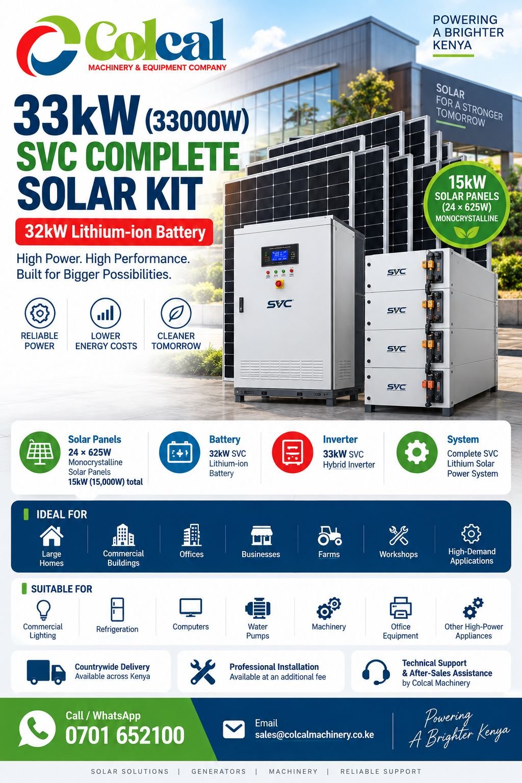 33kW (33000W) SVC Complete Solar Kit - 32kWh Lithium-ion Battery - Image 2