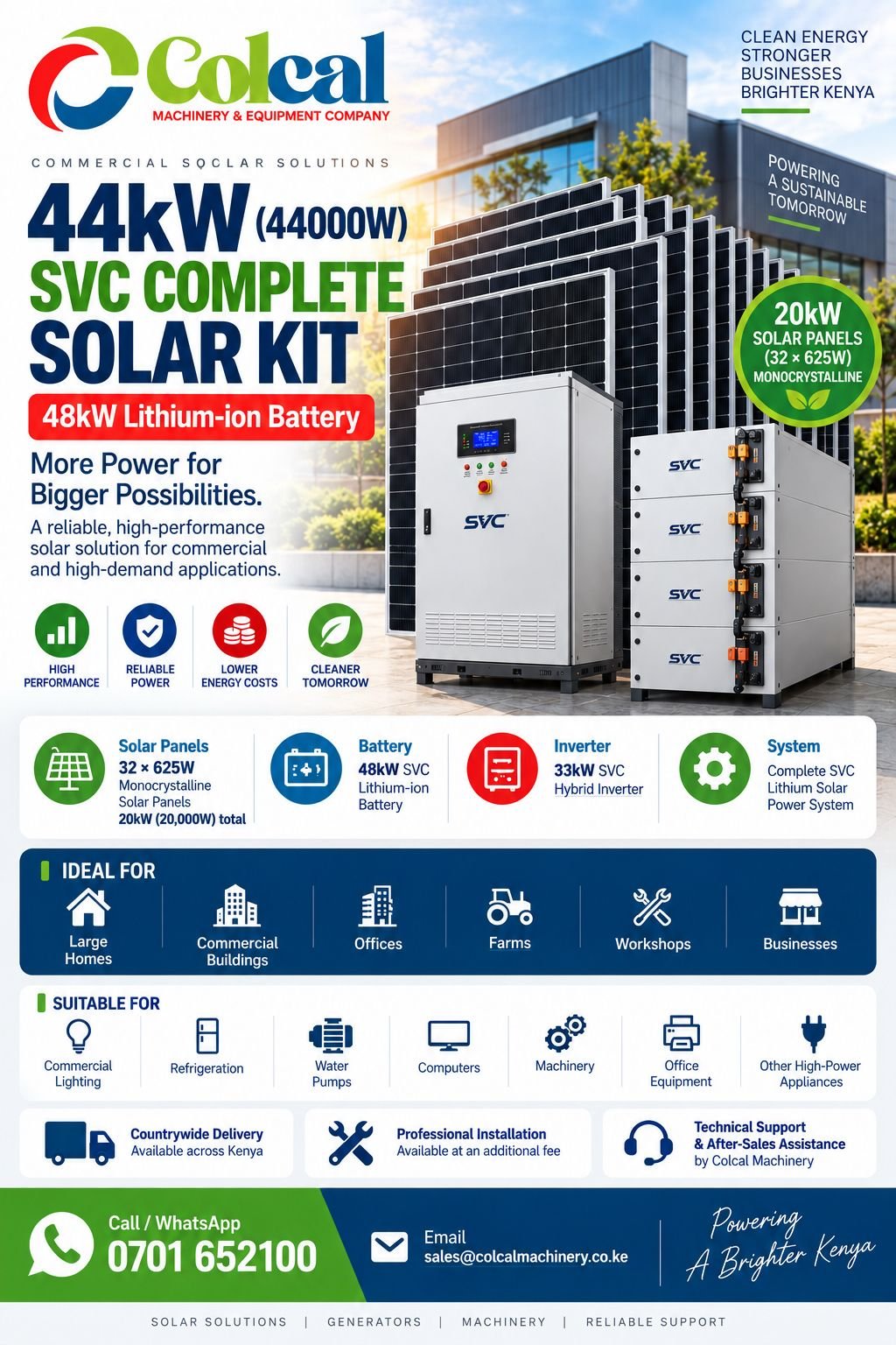 44kW (44000W) SVC Complete Solar Kit - 48kW Lithium-ion Battery - Image 2