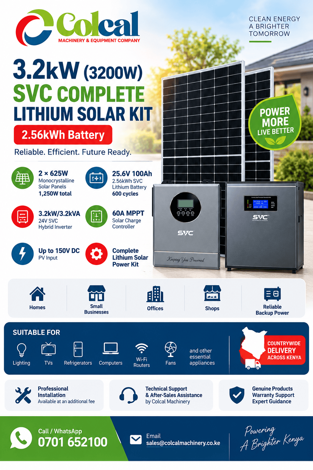 3.5kW (3500W) SVC Complete Solar Kit - 5.12kWh Lithium-ion Battery - Image 2