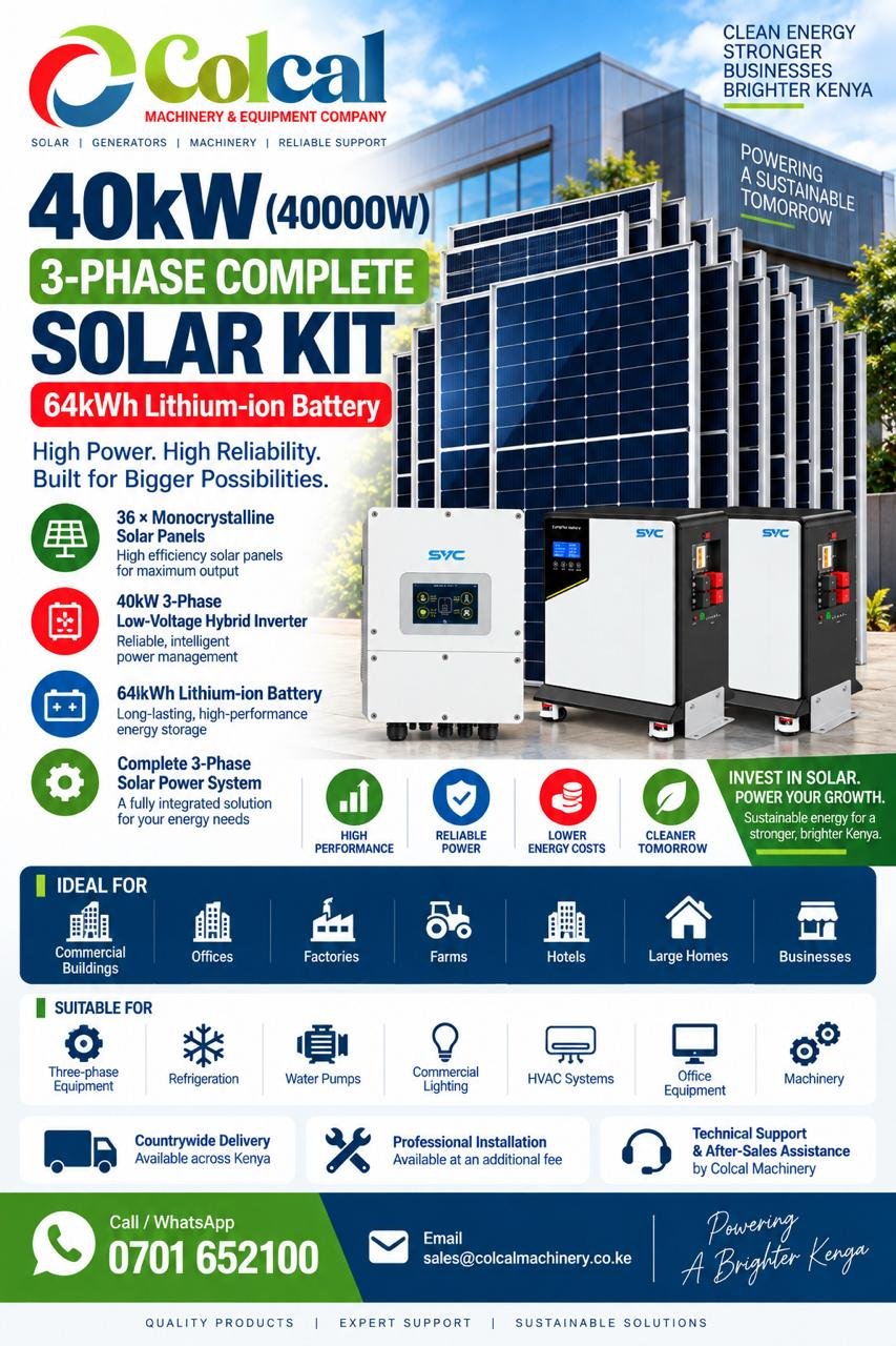 40kW (40000W) 3-Phase Complete Solar Kit - 64kWh Lithium-ion Battery - Image 2