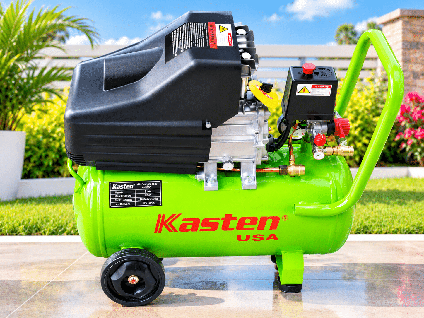KE-2050B Kasten USA electric air compressor 2HP-50LTR direct drive