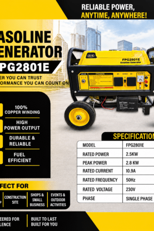 FPG2801E Gasoline Generator – 2.8kW Peak / 2.5kW Rated
